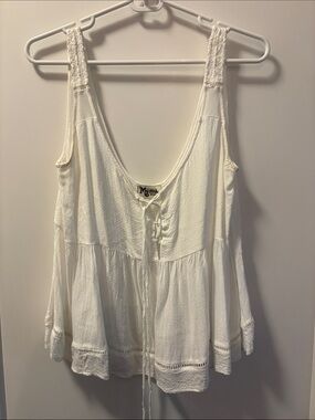 Show Me Your MuMu White Tie-Front Peasant Tank